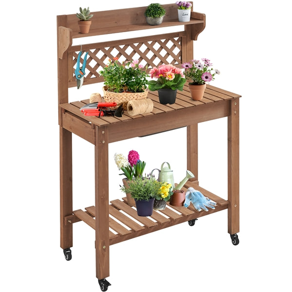 Yaheetech Potting Bench Table Removable Sink/Storage Shelf