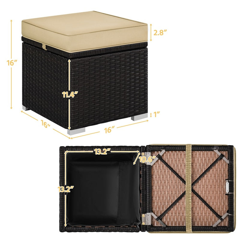 Yaheetech Wicker Ottomans, Set of 2