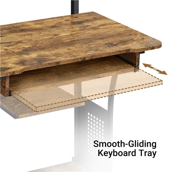 Yaheetech 3 Tiers Rolling Computer Desk with Keyboard Tray