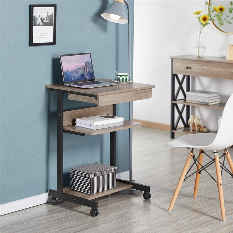 Yaheetech Rolling Computer Desk with Drawer & Keyboard Tray