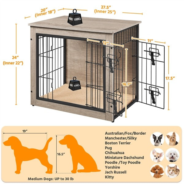 Yaheetech 27.5''/38'' Dog Crate Furniture with Cushion
