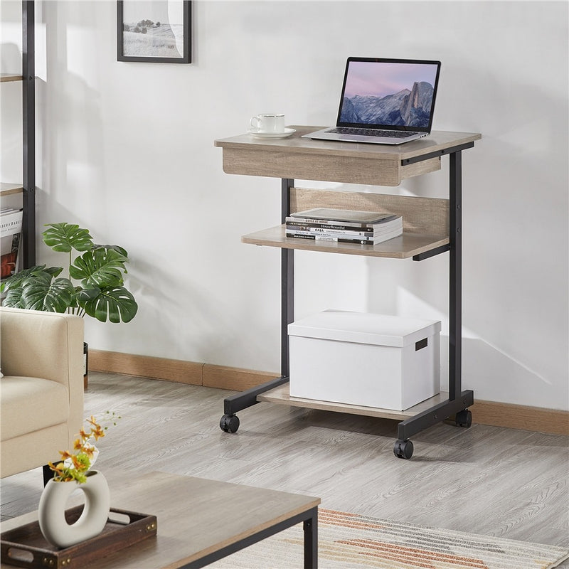 Yaheetech Rolling Computer Desk with Drawer & Keyboard Tray