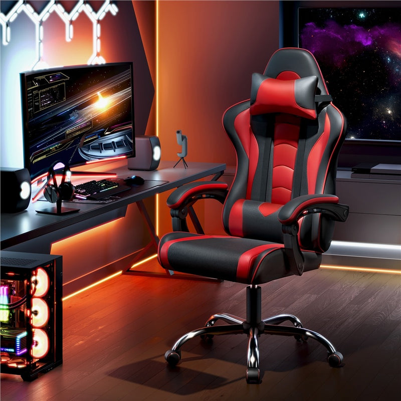 Yaheetech Computer Office Chair with Headrest and Massage Lumbar Support