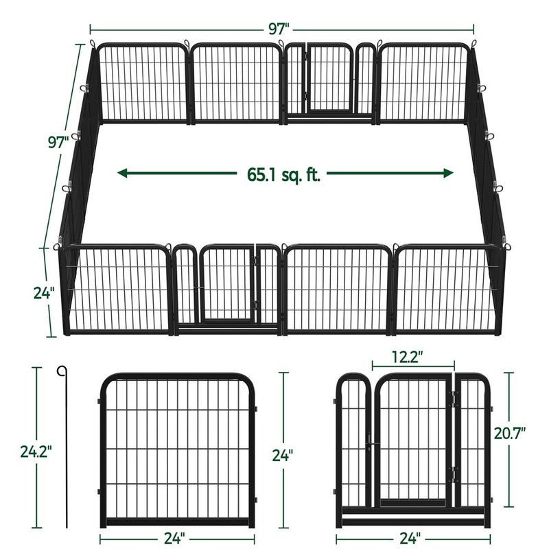 Yaheetech Dog Playpen Outdoor, 24 inch 16/12 Panels