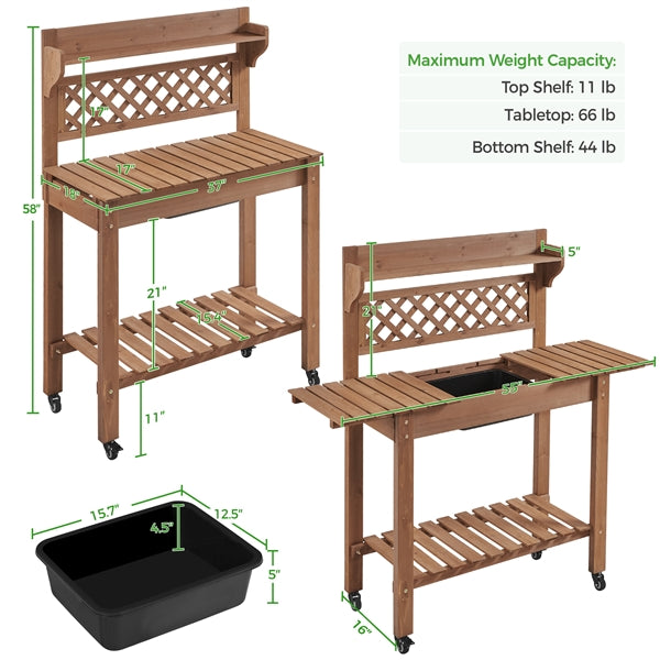 Yaheetech Potting Bench Table Removable Sink/Storage Shelf
