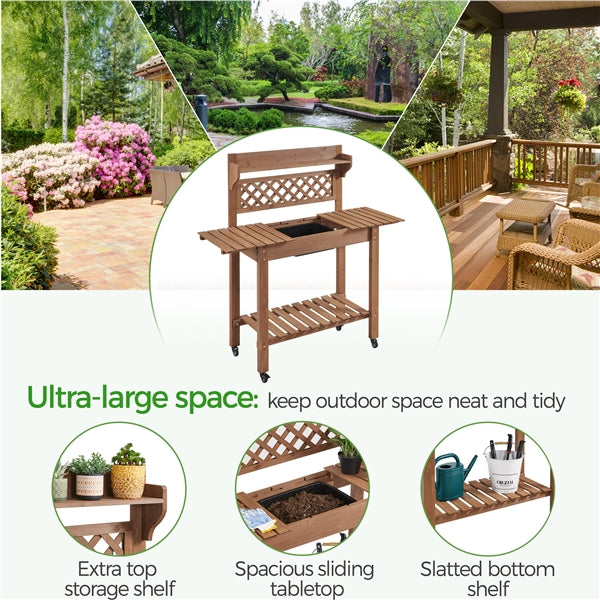 Yaheetech Potting Bench Table Removable Sink/Storage Shelf