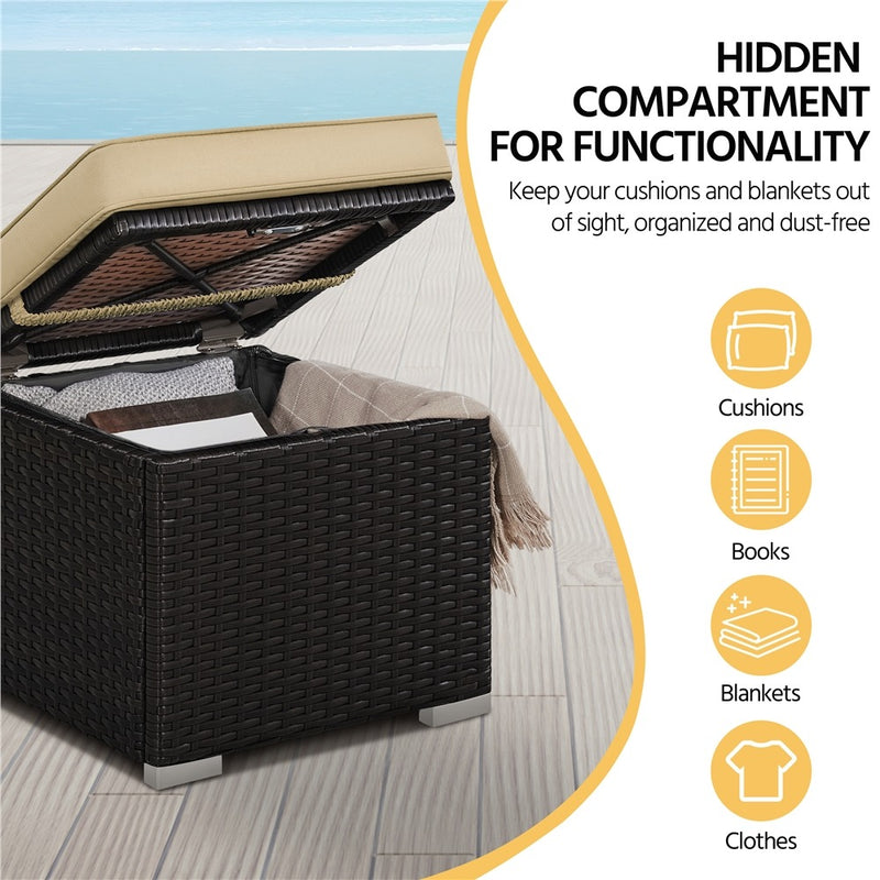 Yaheetech Wicker Ottomans, Set of 2