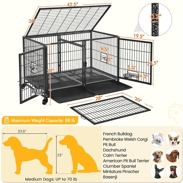 Yaheetech Stackable Dog Crate with Divider 43''