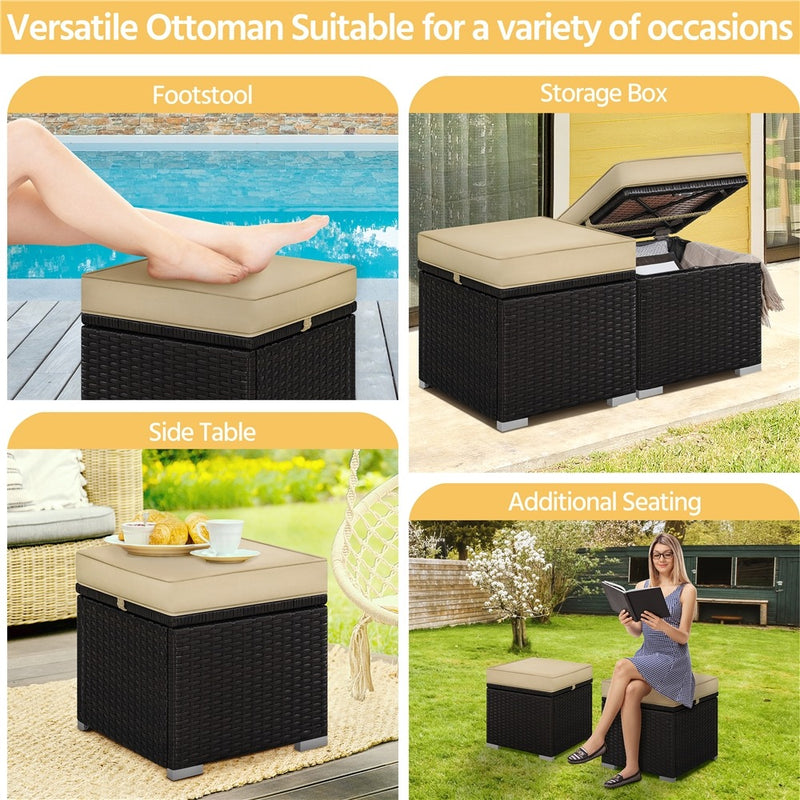 Yaheetech Wicker Ottomans, Set of 2