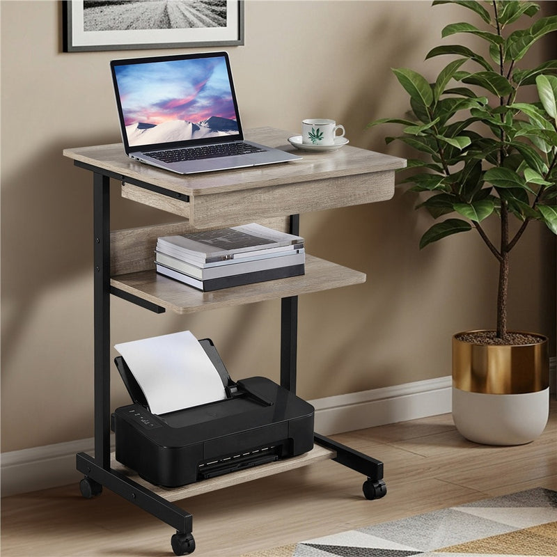 Yaheetech Rolling Computer Desk with Drawer & Keyboard Tray