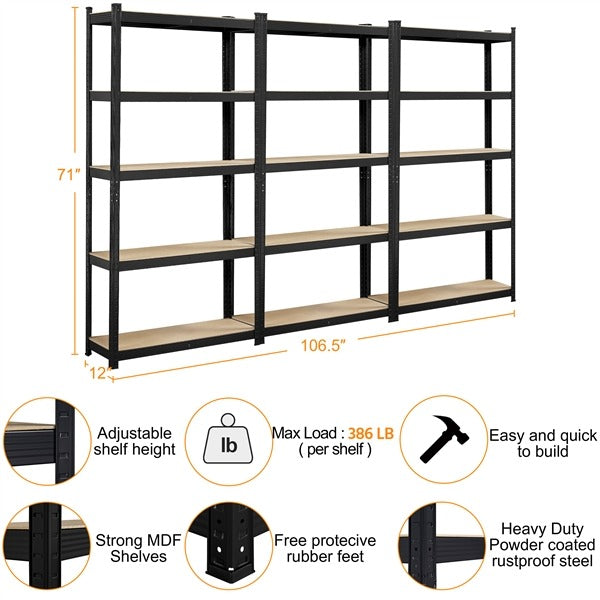 Yaheetech Storage Shelves, 5 Tier (35.5 W× 12 D × 71 H Inches)