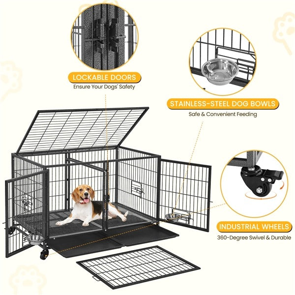 Yaheetech Stackable Dog Crate with Divider 43''