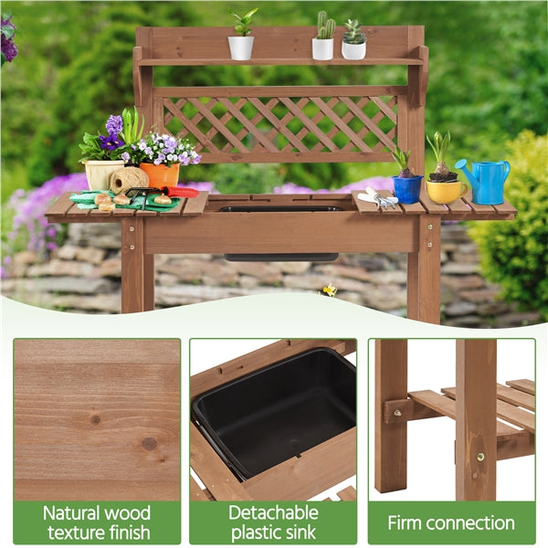 Yaheetech Potting Bench Table Removable Sink/Storage Shelf