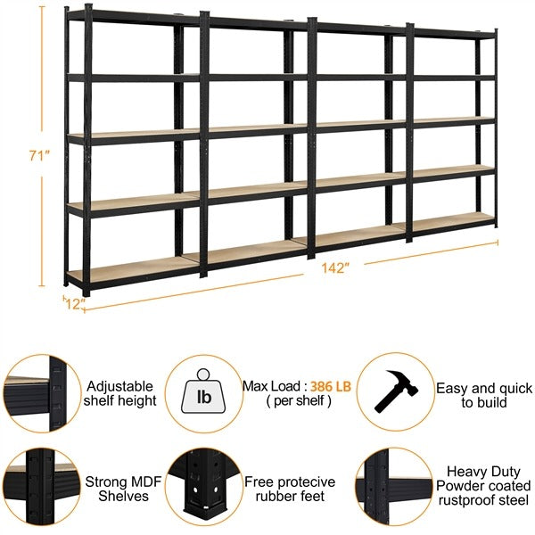 Yaheetech Storage Shelves, 5 Tier (35.5 W× 12 D × 71 H Inches)