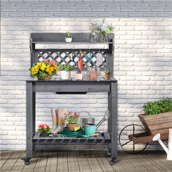 Yaheetech Potting Bench Table Removable Sink/Storage Shelf