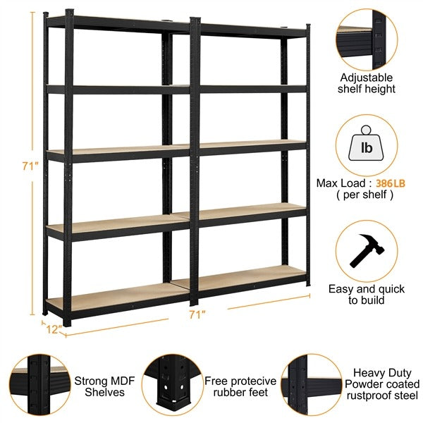 Yaheetech Storage Shelves, 5 Tier (35.5 W× 12 D × 71 H Inches)