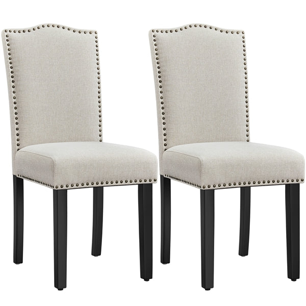 Upholstered Fabric Dining Chairs Set of 6 Beige