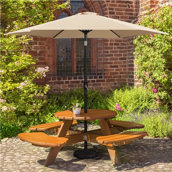 crank patio table umbrella Yaheetech Outdoor Table Umbrella with Push Button Tilt and Crank