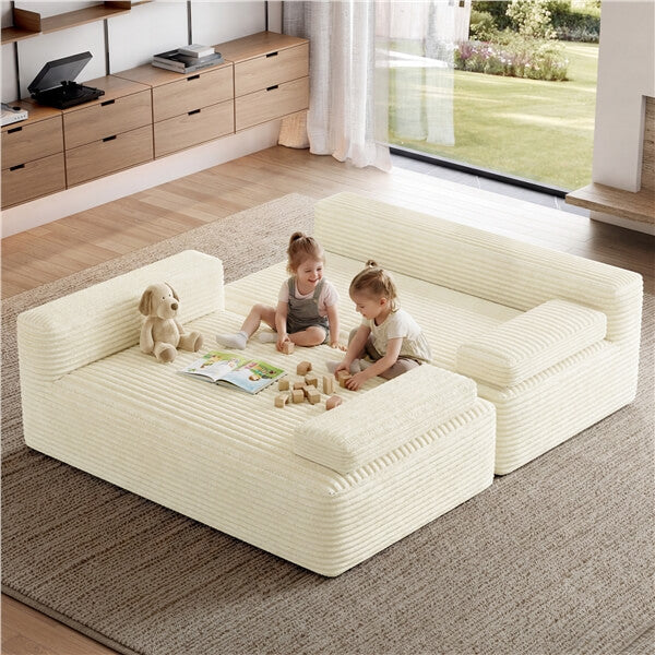 Yaheetech 110″ Corduroy Modular Sectional Sofa