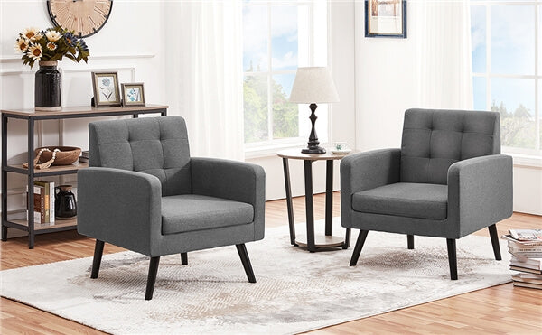 Yaheetech Set of 2 Mid Century Modern Fabric Arm Chair