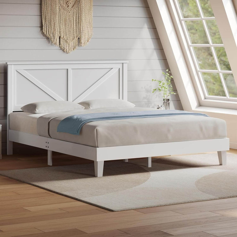 Yaheetech  Queen Farmhouse Wood Bed Platform