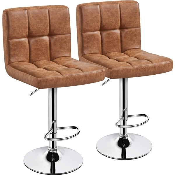 Yaheetech Adjustable PU Leather Swivel Barstools