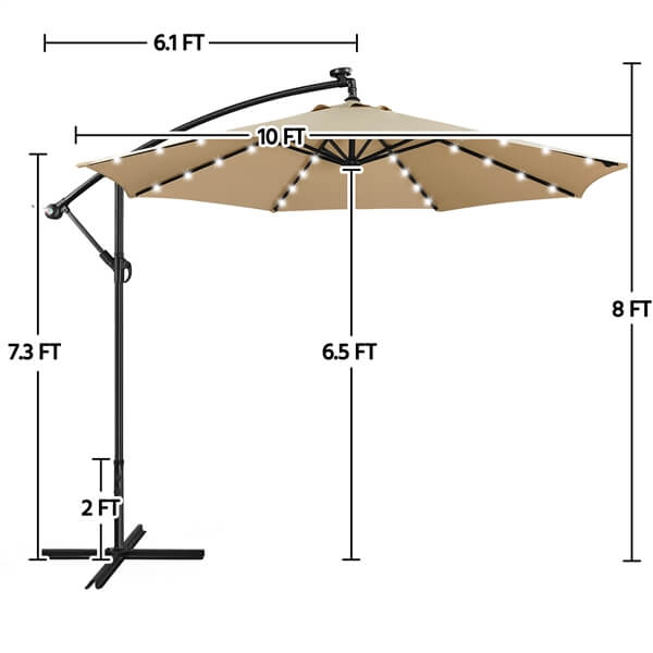 Yaheetech 10 ft Patio Offset Umbrella with Crank & Cross Base, Gray Yaheetech 10 ft Patio Offset Umbrella with Crank & Cross Base, Gray
