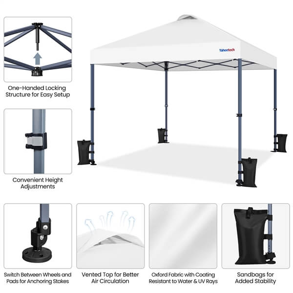 easy up canopy tent Yaheetech 10x10 Pop Up Canopy with One Push Setup , White