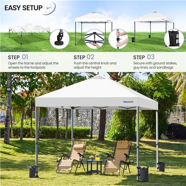 push up tent Yaheetech 10x10 Pop Up Canopy with One Push Setup , White