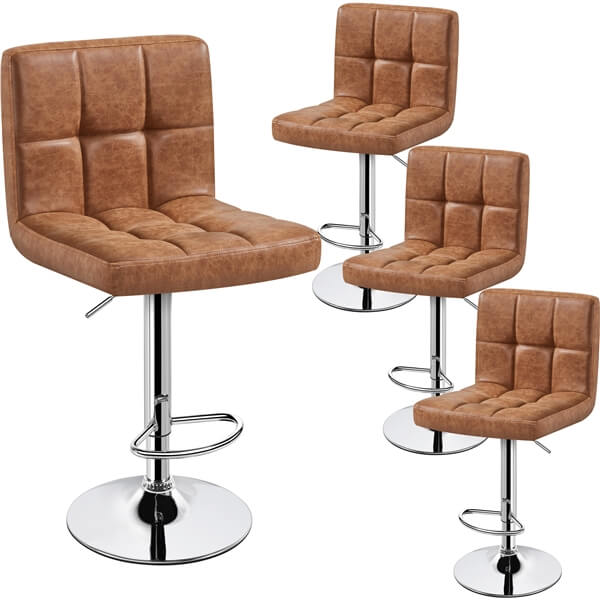 Yaheetech Adjustable PU Leather Swivel Barstools