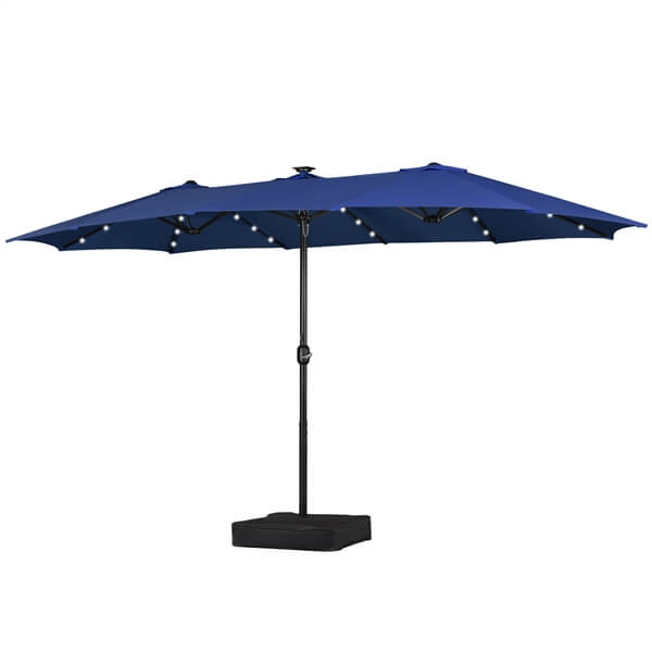 Yaheetech 15 ft Large Patio Umbrella with Solar Lights Double-Sided