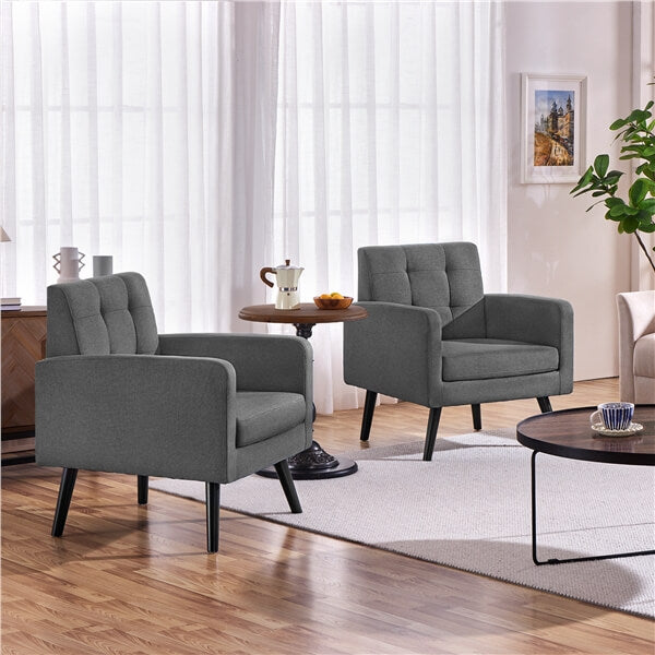 Yaheetech Set of 2 Mid Century Modern Fabric Arm Chair