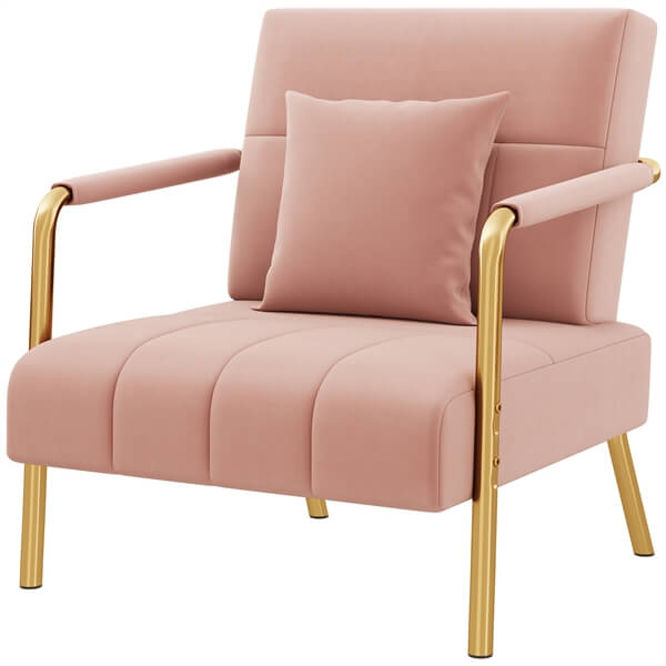 Yaheetech 30″ W Velvet Accent Armchair with Cozy Pillow