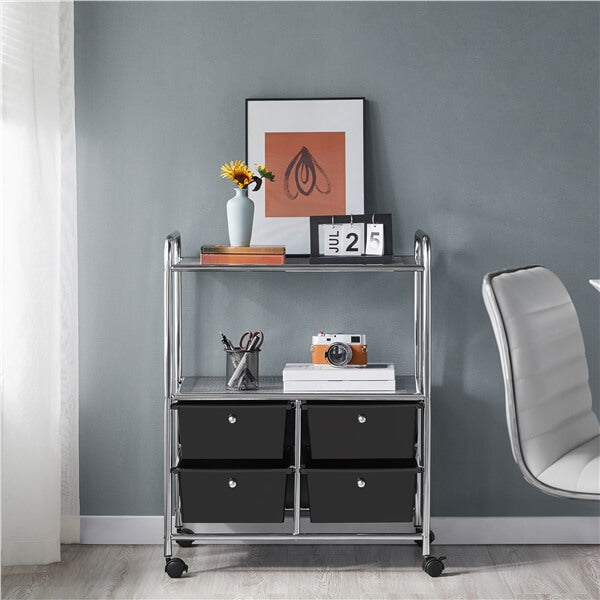 Yaheetech Rolling Storage Cart with 4 Drawers 2 Shelves