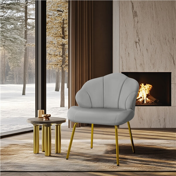 Yaheetech Velvet Accent Chair with Shell-Shaped Backrest