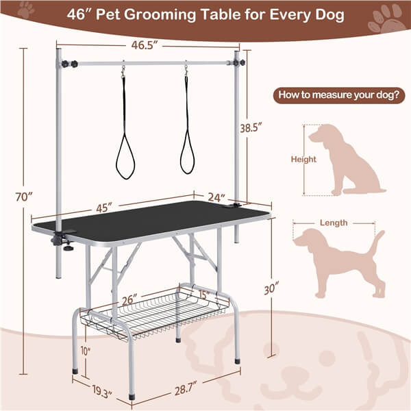 Yaheetech 46'' Pet Grooming Table for Large Dogs