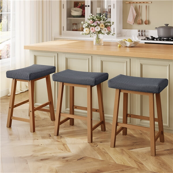 Set of 3 Farmhouse Counter Height Bar Stools