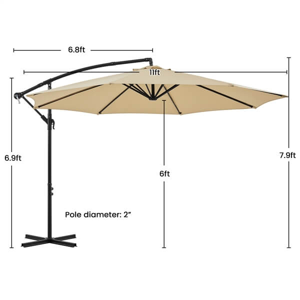 Yaheetech 10 ft. Patio Umbrella 120 in. W Cantilever Umbrella with Crank and Cross Base Yaheetech 10 ft. Patio Umbrella 120 in. W Cantilever Umbrella with Crank and Cross Base