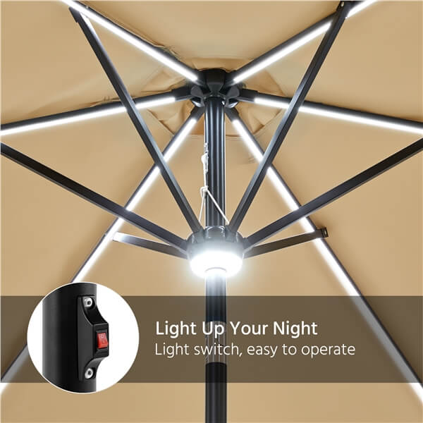 11 patio umbrella with solar lights