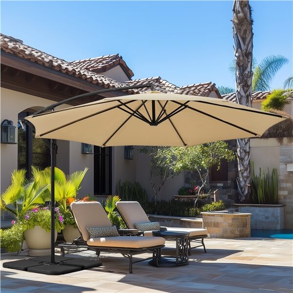 offset umbrella with solar led lights