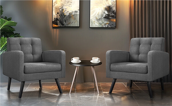 Yaheetech Set of 2 Mid Century Modern Fabric Arm Chair