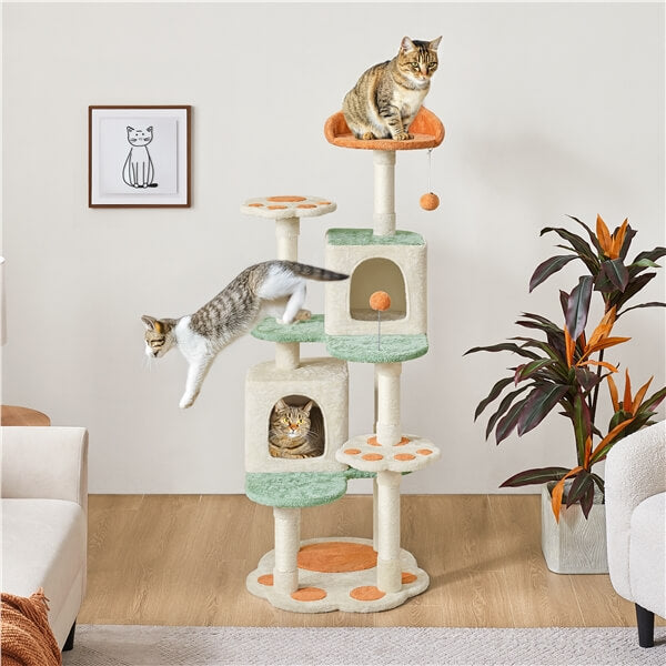 Yaheetech 58″ Tall Cat Paw-Shaped Play Tower