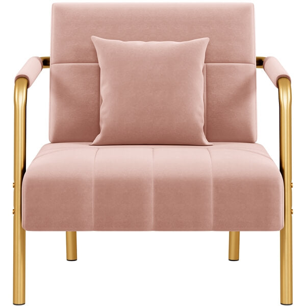Yaheetech 30″ W Velvet Accent Armchair with Cozy Pillow