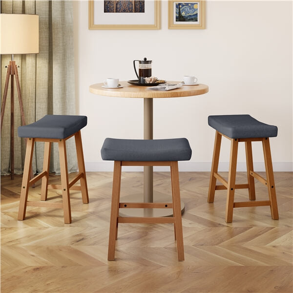 Set of 3 Farmhouse Counter Height Bar Stools
