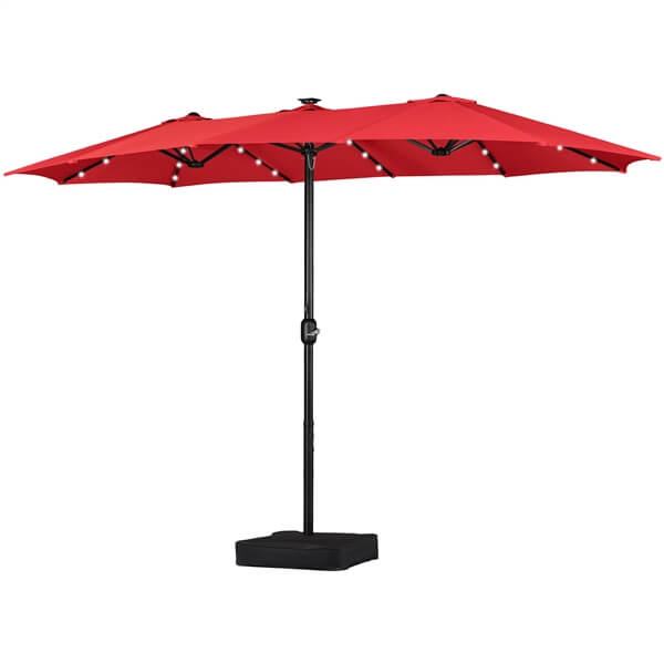Yaheetech 15 ft Large Patio Umbrella with Solar Lights Double-Sided