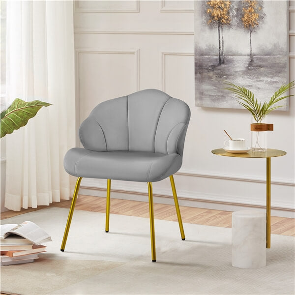 Yaheetech Velvet Accent Chair with Shell-Shaped Backrest