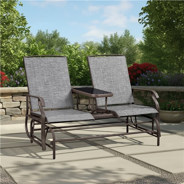 Yaheetech 2-Seat Outdoor Glider with Center Table
