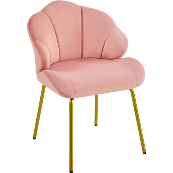 Yaheetech Velvet Accent Chair with Shell-Shaped Backrest
