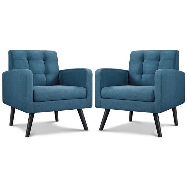 Yaheetech Set of 2 Mid Century Modern Fabric Arm Chair