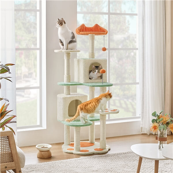 Yaheetech 58″ Tall Cat Paw-Shaped Play Tower